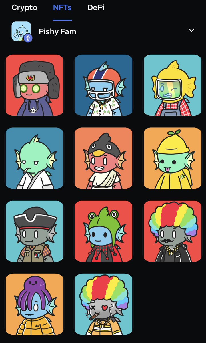 My school of <a href="/fishyfamNFT/">Fishy Fam</a> has grown to 10+ fish 🐳 looking forward to the new website and staking process 🧊