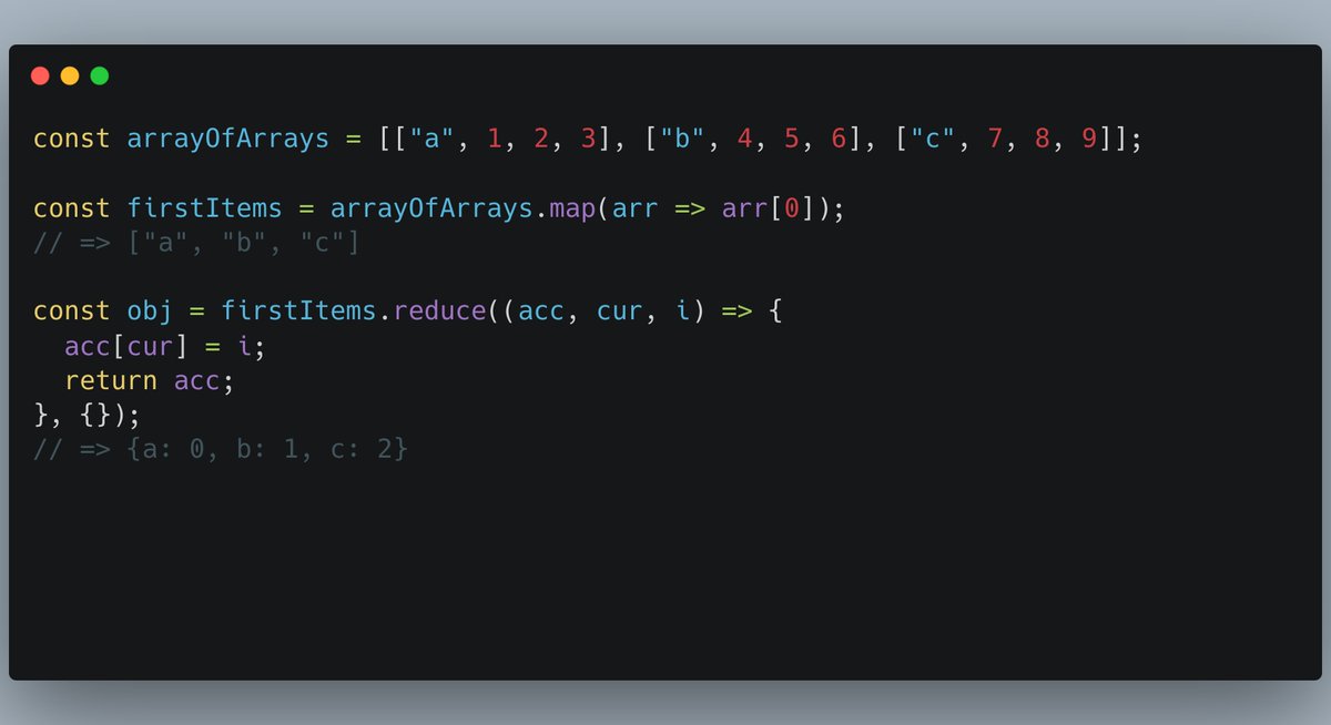 KetanTCD's tweet image. #JavaScript code that selects the first items from an array of arrays and creates an object from it:
#functionalprograming