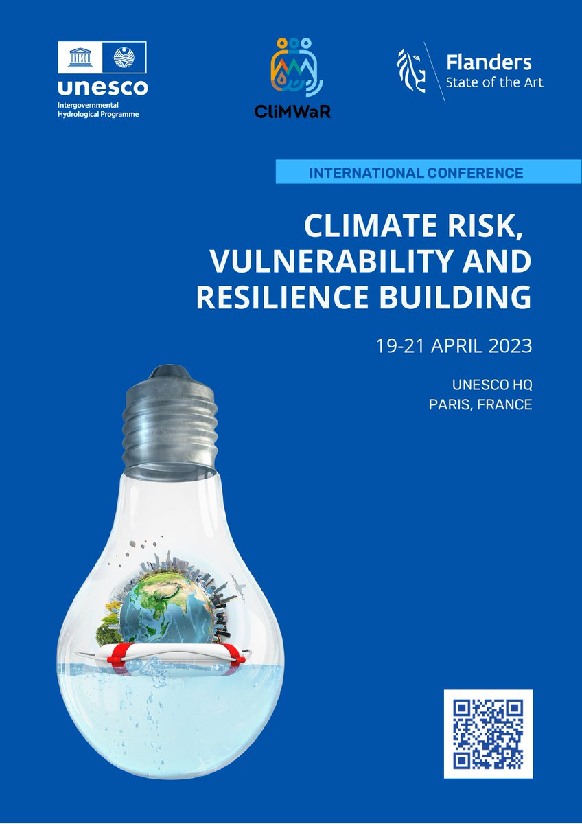 📢Event reminder!

The UNESCO-IHP International Conference on Climate Risk, Vulnerability, and Resilience Building starts next week!  

📅April 19-21 
🇺🇳At UNESCO HQ/online
📝Don't forget to register for online participation!👉bit.ly/3lK0fmP