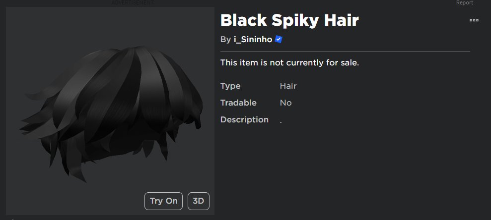 X 上的RBXNews：「FREE UGC LIMITED: The Black Spiky Hair releases 4/12 @ 6 PM  EST in the Roblox Marketplace!  / X