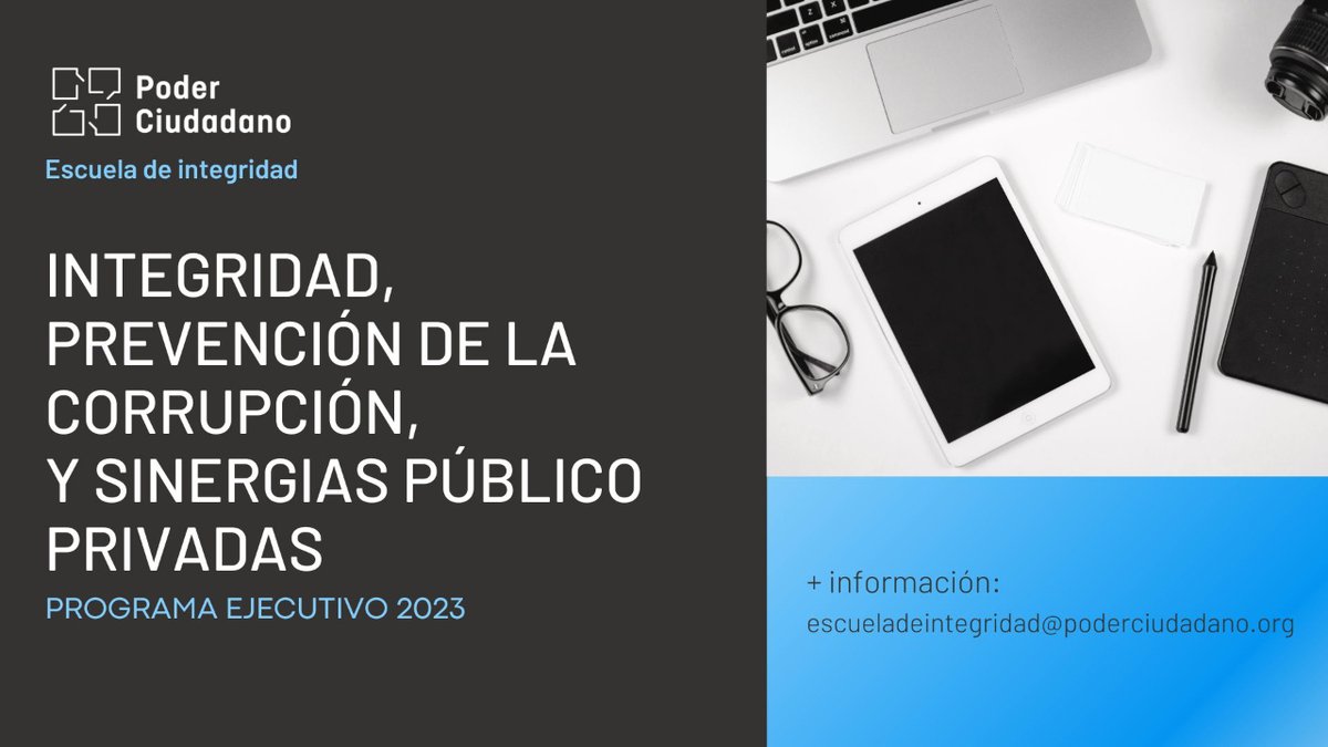 poderciudadano's tweet photo. La Escuela de Integridad y Transparencia presenta el programa "Integridad, prevención de la corrupción y sinergias público-privadas" dictado de manera y a cargo de docentes referentes en cada uno de los temas. 

Para más info: escueladeintegridad@poderciudadano.org https://t.co/Y55wurw5FV