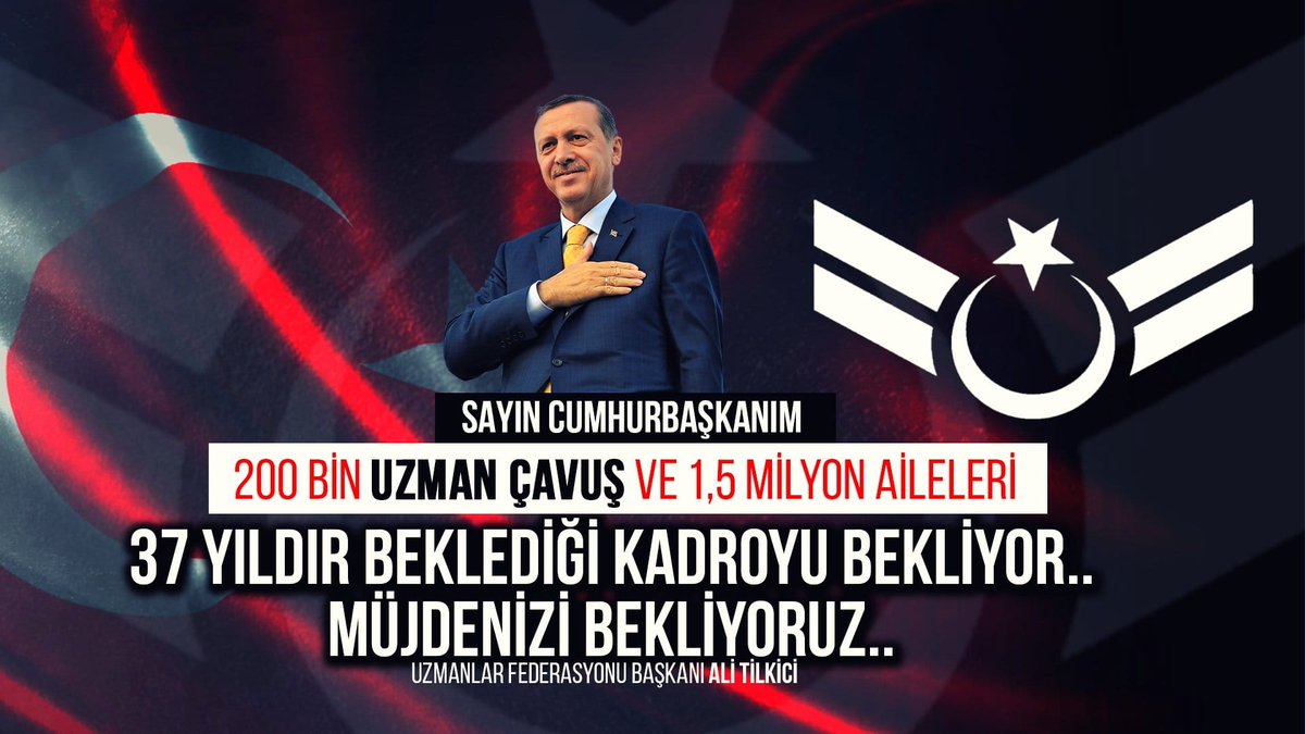 Hep En Önde Gidip , 

Savaşı Toy Eyleyip,

Allahuekber Deyip,

Aslan Gibi Kükreyip,

DESTANLAR YAZAN KAHRAMAN UZMAN ÇAVUŞLARINDIR KADRODA HAK VE ÖNCELİK.
#ReisSözleşmeUzmÇvşaDert
<a href="/RTErdogan/">Recep Tayyip Erdoğan</a> 
<a href="/dbdevletbahceli/">Devlet Bahçeli</a> 
<a href="/mustafaelitas/">Mustafa Elitaş</a> 
@yilmaz_ismet58 
<a href="/erkanakcay45/">Erkan Akçay</a> 
<a href="/M_Levent_Bulbul/">Muhammed Levent BÜLBÜL</a>
