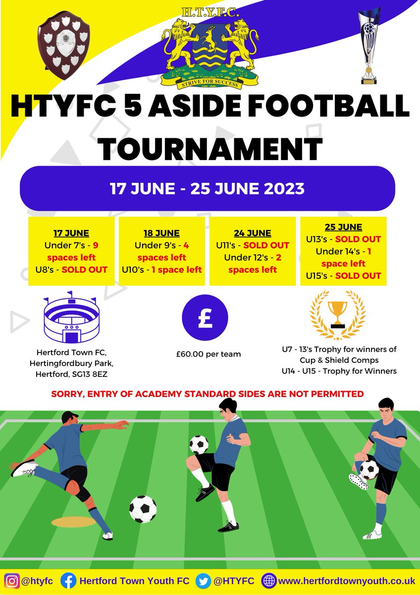 Places are going quickly - sign up now for our tournament before it's too late - link is in our bio