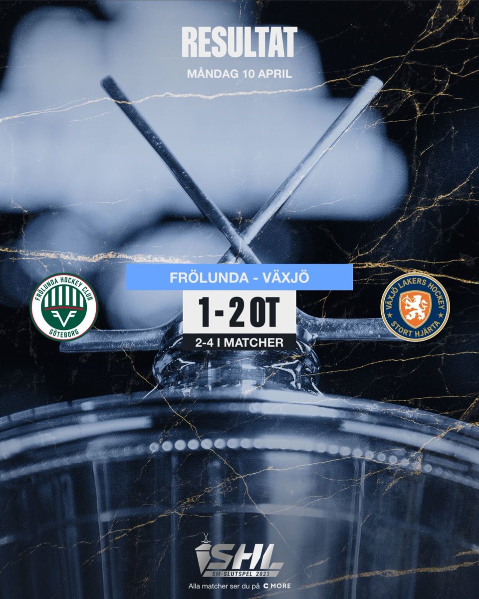 SHLse's tweet photo. Robert Roséns avgörande i förlängningen stänger semifinalserien som slutar 4-2 till Växjö. Hur tror du att det kommer gå för @VLHlive  i finalserien?🤔

#FHCVLH #SHL #twittpuck  #svsshl #ishockey https://t.co/rls24MeuYg