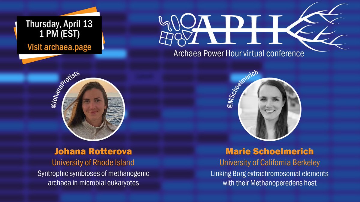 ArchaeaPowerHr's tweet photo. APH is back this week! Introducing our wonderful lineup of speakers! Join us this Thursday, April 13 at 1 PM EST for some more fun archaea talk! https://t.co/ernxCM798D