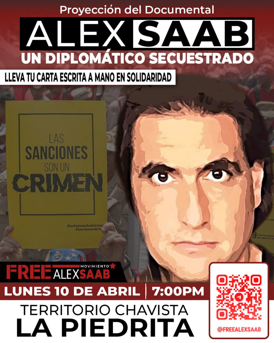 Hoy el Movimiento #FreeAlexSaab estará proyectando el documental "Alex Saab un diplómatico secuestrado" desde el territorio chavista "La Piedrita" en el 23 de Enero. #EsteEsMiPais