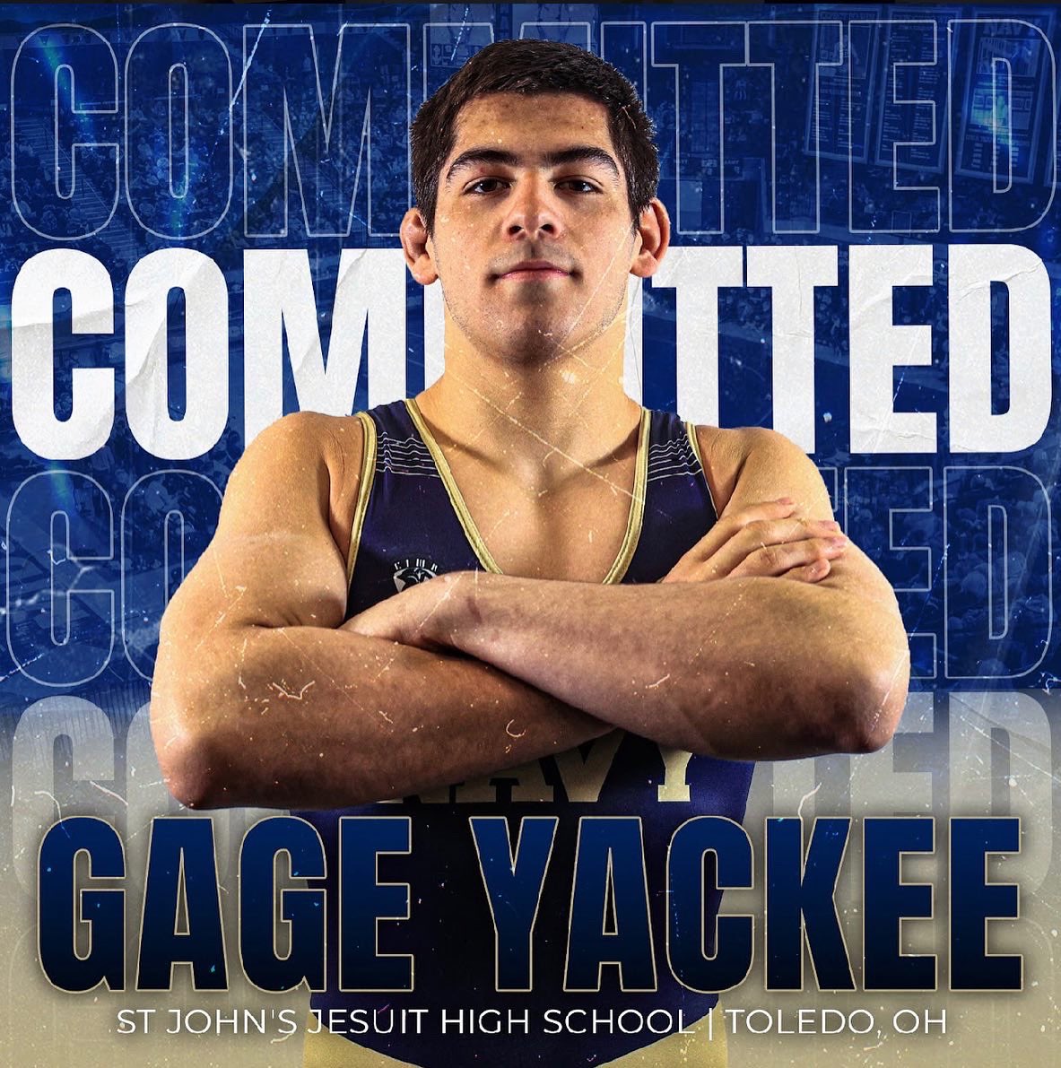 GageYackee's tweet photo. I am blessed to announce that I will be continuing my academic and athletic career at the United States Naval Academy! I’d like to thank God, family, Coaches, teammates, and the St. John’s Jesuit community for helping me achieve this goal.@NavyWrestling @kolat @SJJTitanSport https://t.co/LbijGNdGw7