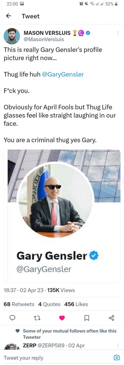 SW_PMA7's tweet photo. Is Sir Clown Sniper Gary Gensler? He's always spreading FUD now theres this latest  exchange between him and David Schwartz where he closed comments and David appears to have done a 180 turn. Remember Genslers April 1st profile? Things that make you go hmm🤔🤔🕶🕶 https://t.co/YpnSTgcgSl