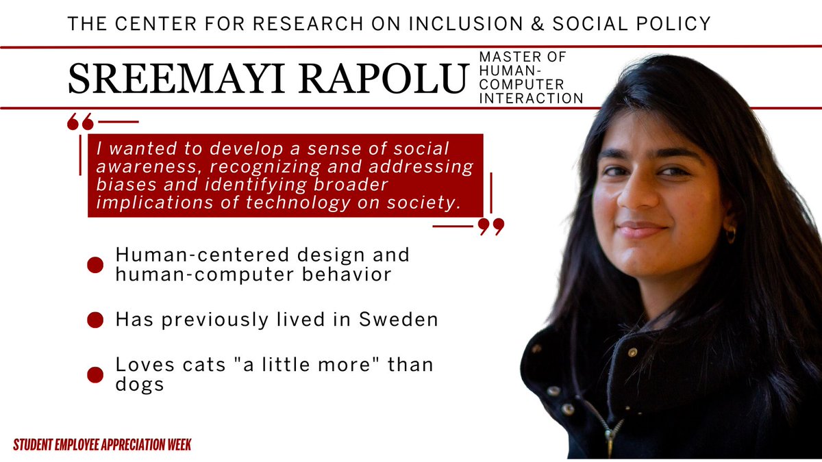 "At CRISP, I am contributing to meaningful work by addressing inequalities and systemic issues, by looking at the world through an equity lens. I also get opportunities to learn about lived experiences of people from diverse backgrounds!"
-Sreemayi Rapolu, Research Assistant
