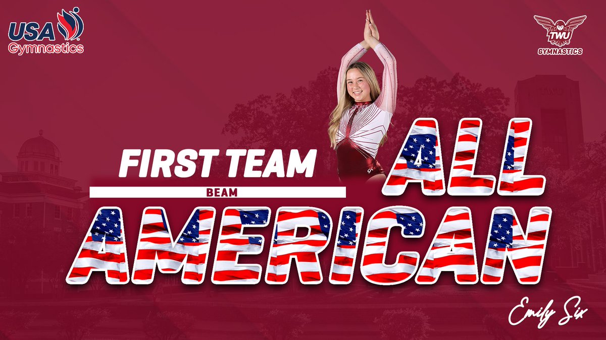 TWUGymnastics's tweet photo. 𝙐𝙎𝘼𝙂 𝙁𝙄𝙍𝙎𝙏 𝙏𝙀𝘼𝙈 𝘼𝙇𝙇-𝘼𝙈𝙀𝙍𝙄𝘾𝘼𝙉 🏆

Emily Six earns First Team All-American honors on beam! 

#PioneerProud x #KYP https://t.co/L6TUvEM71I