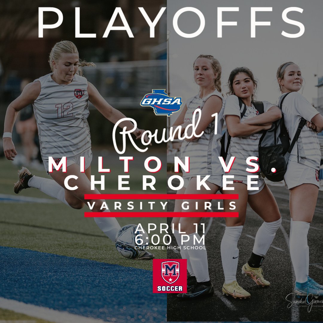 MiltonSoccerBooster (@miltonscrboostr) on Twitter photo Round 1 of the <a href="/ghsasports_/">GHSA Sports</a> playoffs starts tomorrow for our varsity girls! Make the short drive to @cherokee_high_school to get loud and bring home the win! Get tickets on GoFan: gofan.co/app/events/968… Round 1 of the <a href="/ghsasports_/">GHSA Sports</a> playoffs starts tomorrow for our varsity girls! Make the short drive to @cherokee_high_school to get loud and bring home the win! Get tickets on GoFan: gofan.co/app/events/968…