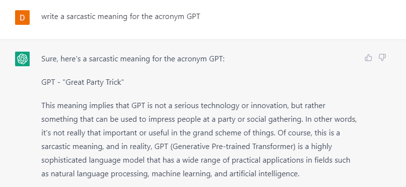 Druitter's tweet photo. I really wasn't expecting that, but its a spot-on answer😅 #chatGPT https://t.co/SETkSeufoC