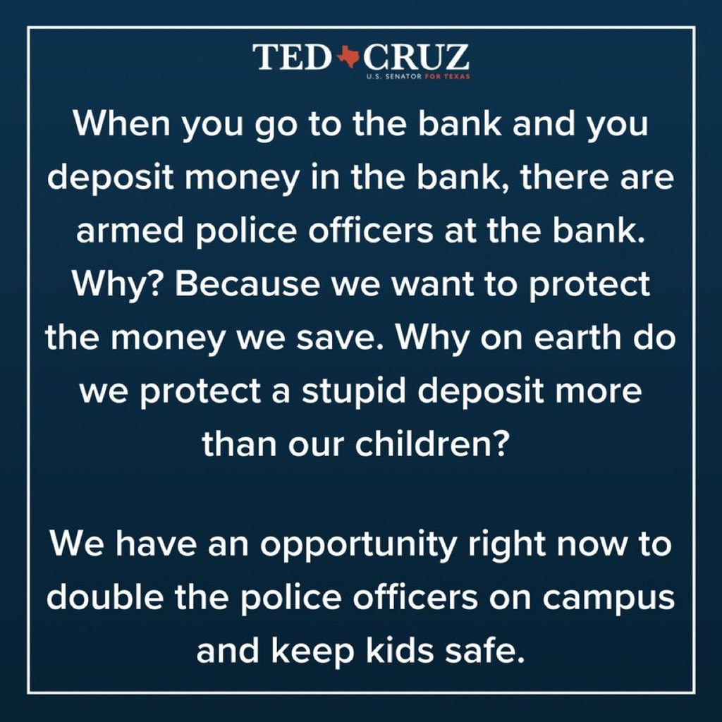 This worked out as well for Ted as saying locked school doors was also the answer.