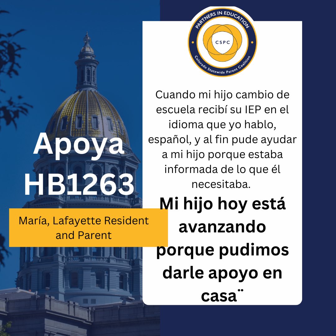 HB1263 moves forward! Non-English speaking parents & guardians should be a part of the decision making team during the IEP process to fully support their children’s academic journey. Supporting HB1263 is supporting language justice.#CoLeg #languagejustice #copolitcs #coparents