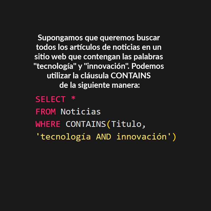 EstradaWebGroup's tweet image. 💻 Optimiza tus búsquedas de texto completo con la cláusula CONTAINS de  SQL Server. ¡Prueba este ejemplo de búsqueda de noticias en donde se  utilizan múltiples palabras clave! #SQLServer #CONTAINS #Noticias  #tecnología #innovación 📈🔎
bit.ly/3MupKTV