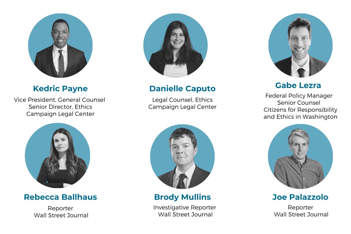 CampaignLegal's tweet photo. Joining us for "Stock Trading Everywhere All at Once" are CLC's @kedric_payne &amp; @danielle_cap, @CREWcrew's @GabeLezra and @WSJ's @rebeccaballhaus, Brody Mullins and @joe_palazzolo. 

Get to know our #VirtualEvent panelists &amp; RSVP here: https://t.co/jbOdw0TY99 https://t.co/IaNe6Wwq5C