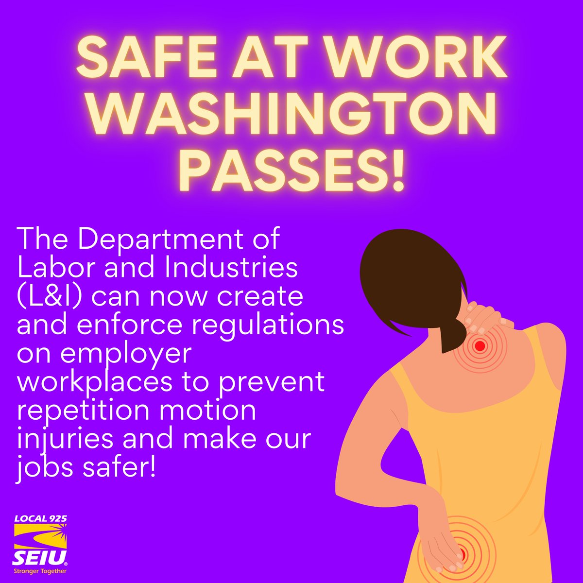 SEIU925's tweet image. Safe At Work Washington was an SEIU-wide priority here in Washington. Shout out to 925 member Brian Holmes, from the Everett School District, for testifying and helping us secure this win for workers!

#ProtectAllWorkers #waleg