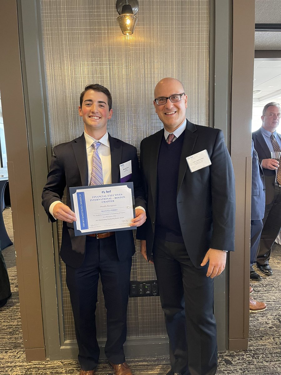Delighted to be at <a href="/FEInews/">FEI | Financial Executives International</a> event. <a href="/BryantUniv/">Bryant University</a> students Shannon Oar is 2023 Scholarship winner &amp; Manuel Ferro is 2023 Outstanding Senior Award Recipient. Congratulations to our excellent Finance students getting recognized by Boston Chapter of Financial Executives International!