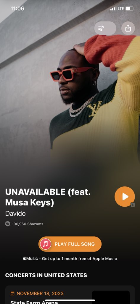 senorcorer's tweet image. Unavailable by @Davido ft @MusaKeyss surpasses 100k Shazams

 #UnavailableChallenge #TIMELESS