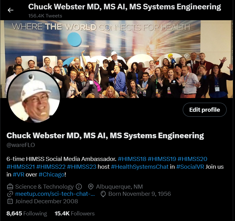 wareFLO's tweet photo. Yes. That's me. With a 360 camera on my head. This is the 6th straight year I've hosted #SocialVR meetups during HIMSS. Join us in #VR during #HIMSS23 over #Chicago! Details: #Meetup > https://t.co/HFR7Qet0oI and #VRChat > https://t.co/x13PpYwgJ4 #HealthSystemsChat #SciTechChat https://t.co/eSj3qjksk9