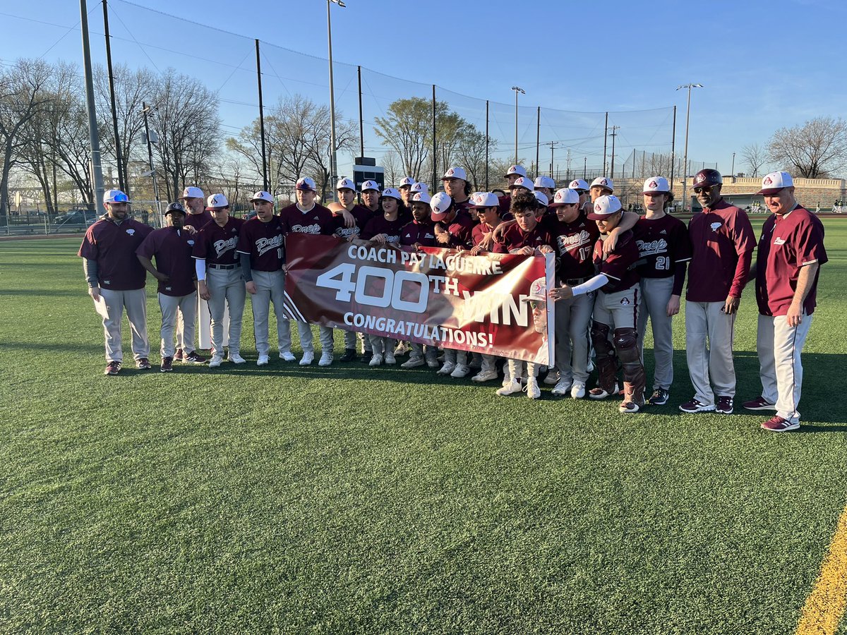 Final in 5:

<a href="/SPPBASEBALL/">SPP Baseball</a>: 13
Hudson Catholic: 0

Congratulations to Pat Laguerre on obtaining his 400th win!

Joe Haines went 3/5 with 4 RBIs with a bases clearing triple, Matt Corwin had an inside the park homer and Frank Liggio added 3 RBIs with Ray Stein having 5 Ks in 3 IP.
