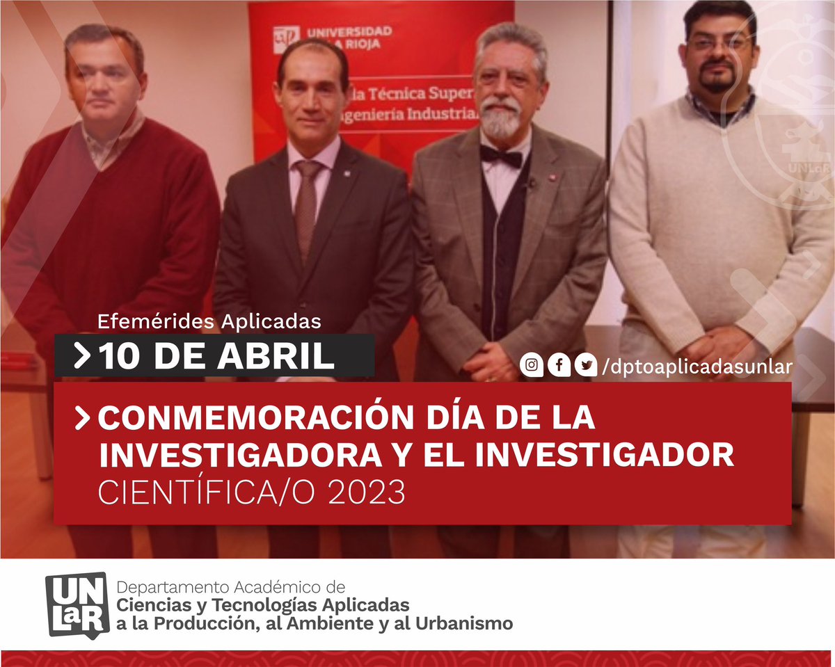 🔺CONMEMORACIÓN DÍA DE LA INVESTIGADORA Y EL INVESTIGADOR CIENTÍFICA/O 

+ Info. instagram.com/p/Cq30l6PuHRE/…

🔺Efemérides Aplicadas