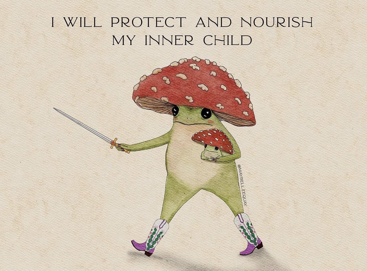 growth is necessary 
but don’t convince yourself that those past versions of you were worthless. 

you wouldn’t be here without them. 
—Megan Jayne Crabbe
#notetoself 

artwork by Maybell Eequay