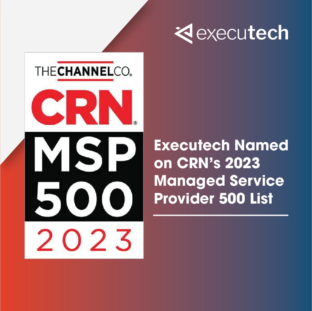Executech's tweet image. Executech has made the MSP 500 List for the 4th year in a row!
This year, we&apos;re proud to make CRN&apos;s &quot;Elite 150.&quot;
Thank you to our fantastic staff for continuing to make recognition like this possible every year!