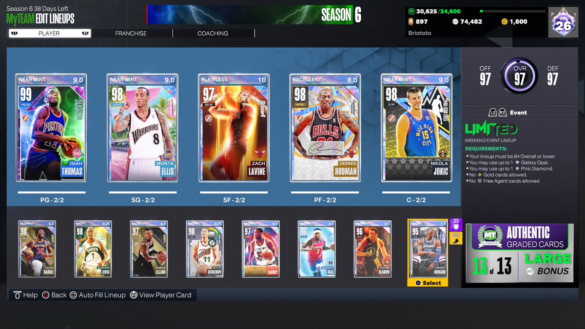 Heading to the #NBA2K23 playoffs with this #MyTEAM roster #PS4share