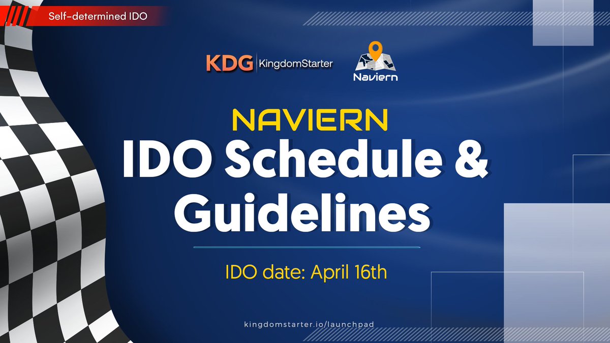Kingdomstarter's tweet photo. 📢@NaviernOfficial #IDO - Detailed schedule & guidelines to join  

⏰IDO date: April 12th   

1. IDO pools  
♻️Community round  
♻️Guaranteed round  
♻️KOLs round    

2. IDO token  
💵Price: $0.0075 per $NVRN 
💶Total raise: $100,000  
🔓Vesting: TGE 10%, then monthly 9.0% over 10 months    

📌Details: https://t.co/HTbj9ttekO……   

#KDG #kingdomstarter #NVRN #Naviern
