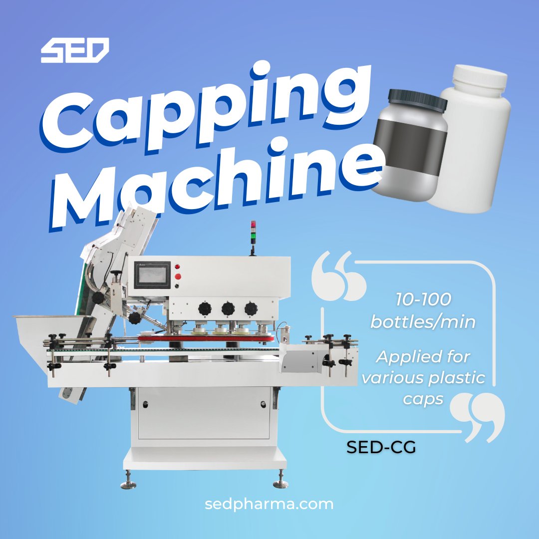 SedPharma's tweet image. SED-CG is one type of fully automatic #cappingmachine for #screwcaps sealing. It handles a wide range of bottles without any change-parts for different bottle sizes.
Check for more: sedpharma.com
#sedpharma #capping #capsealing #Machine