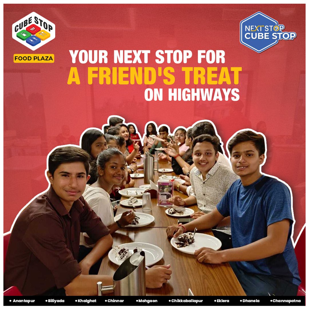 cubestopindia's tweet image. If you are planning a birthday treat on an outing with your friends, look no further. With delicious lip-smacking cuisine with a variety of options and unmatched hospitality, Cube Stop is a perfect place to treat your friends.

#CubeStop #WaysideAmenity