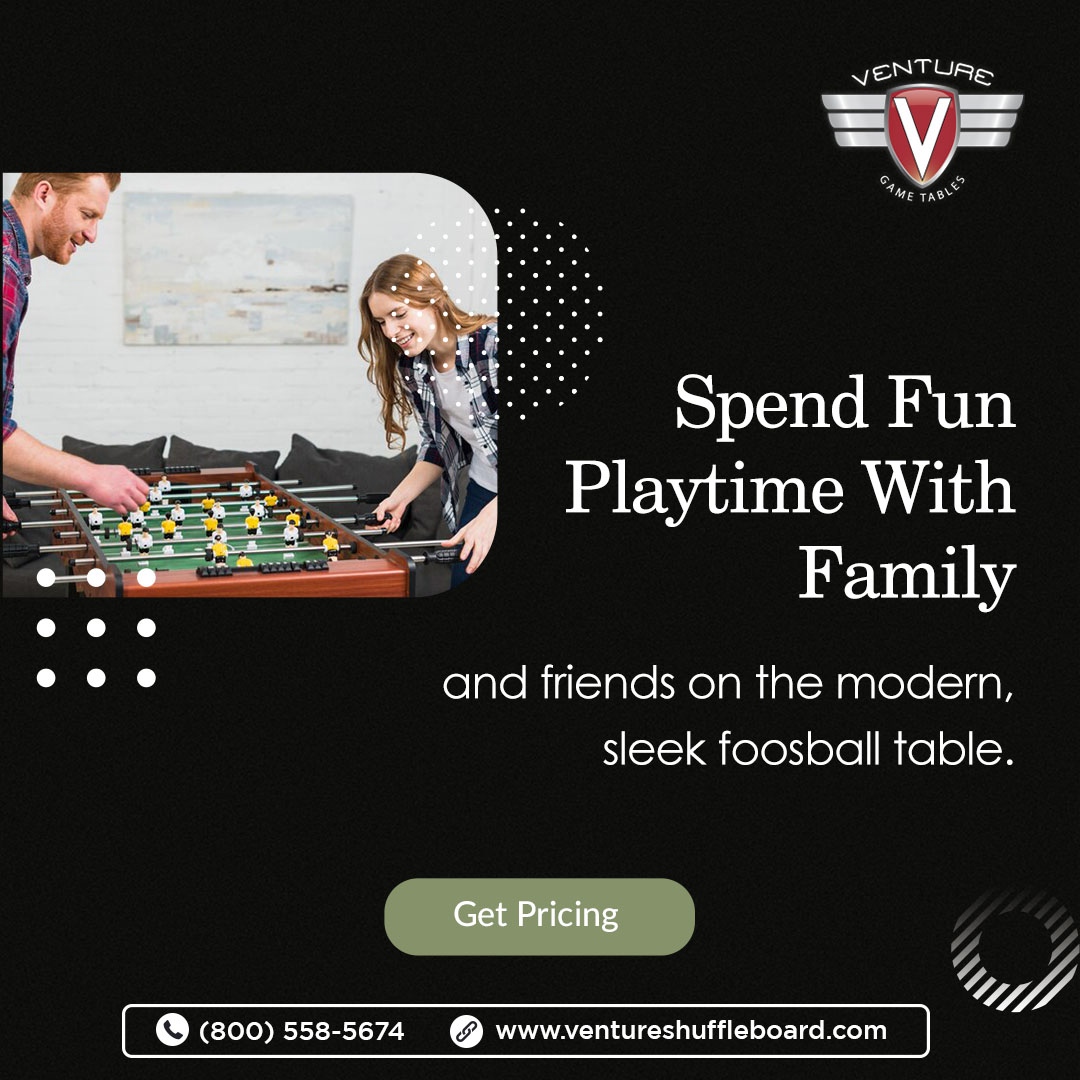 VentureShuffle's tweet photo. Venture Games offers unique foosball tables with unmatched 
quality and performance. You'll find a table that meets your needs, from indoor to outdoor tables. For more information, reach out to our official website.
https://t.co/rg1OmI5zQW
#VentureGames #foosballtable #indoor https://t.co/5ND4oUODMy