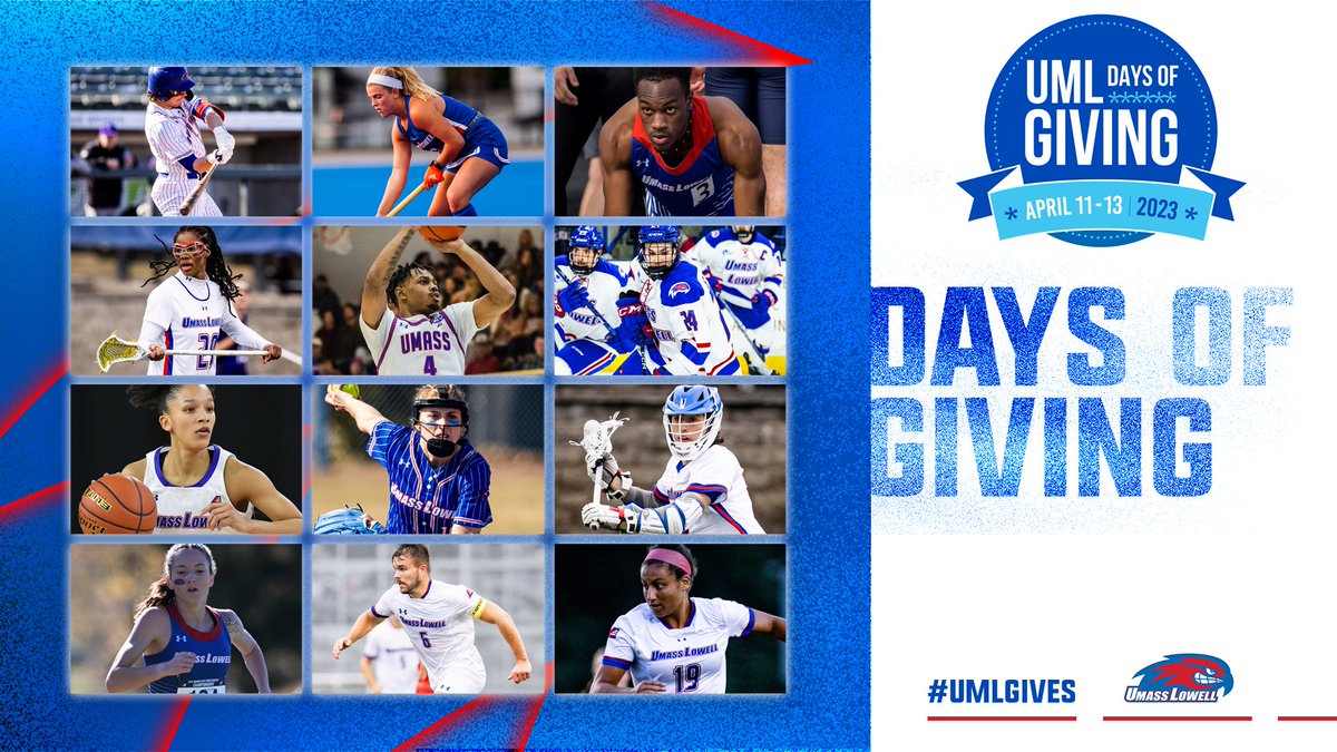 RiverHawkNation's tweet photo. ᴛᴡᴏ ᴅᴀʏꜱ. ᴏɴᴇ ɢᴏᴀʟ. 🤝

The 2023 @UMassLowell Days of Giving kickoff TODAY! Join our athletics team and make a difference!

Donate now - https://t.co/fkodT68Qgp

#UnitedInBlue | #UMLGives https://t.co/XKy4ubXKLK