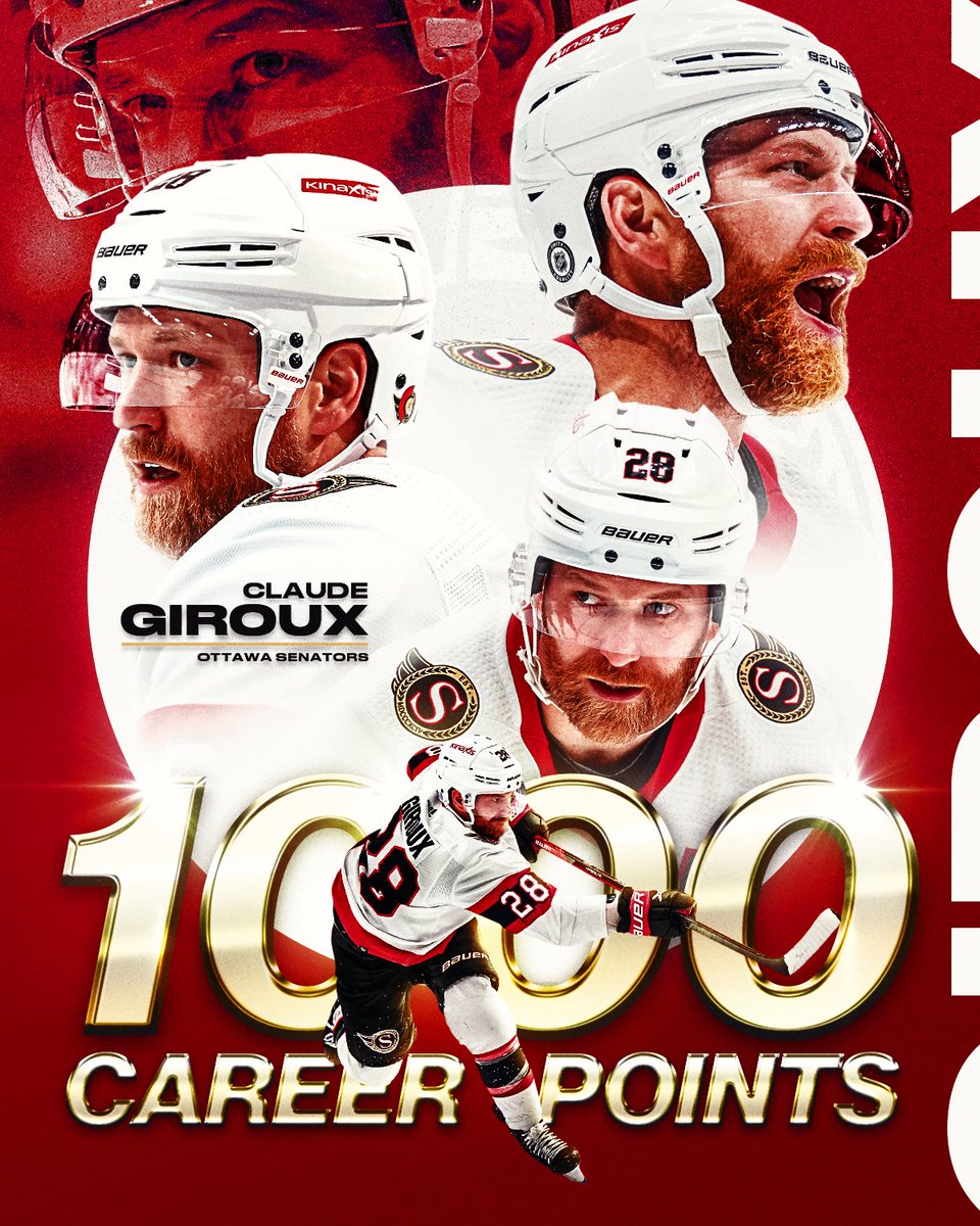 NHL's tweet photo. With two points tonight, Claude Giroux (@28CGiroux) is officially a member of the 1,000-point club! 🙌

Congrats, Claude! https://t.co/ullQ1nzeQf