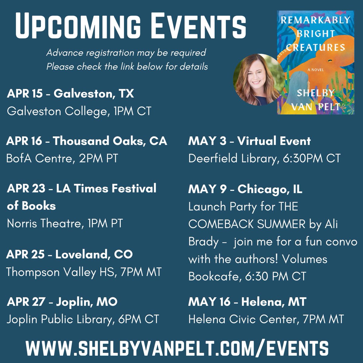 Loads of events coming up! 🎉 shelbyvanpelt.com/events/