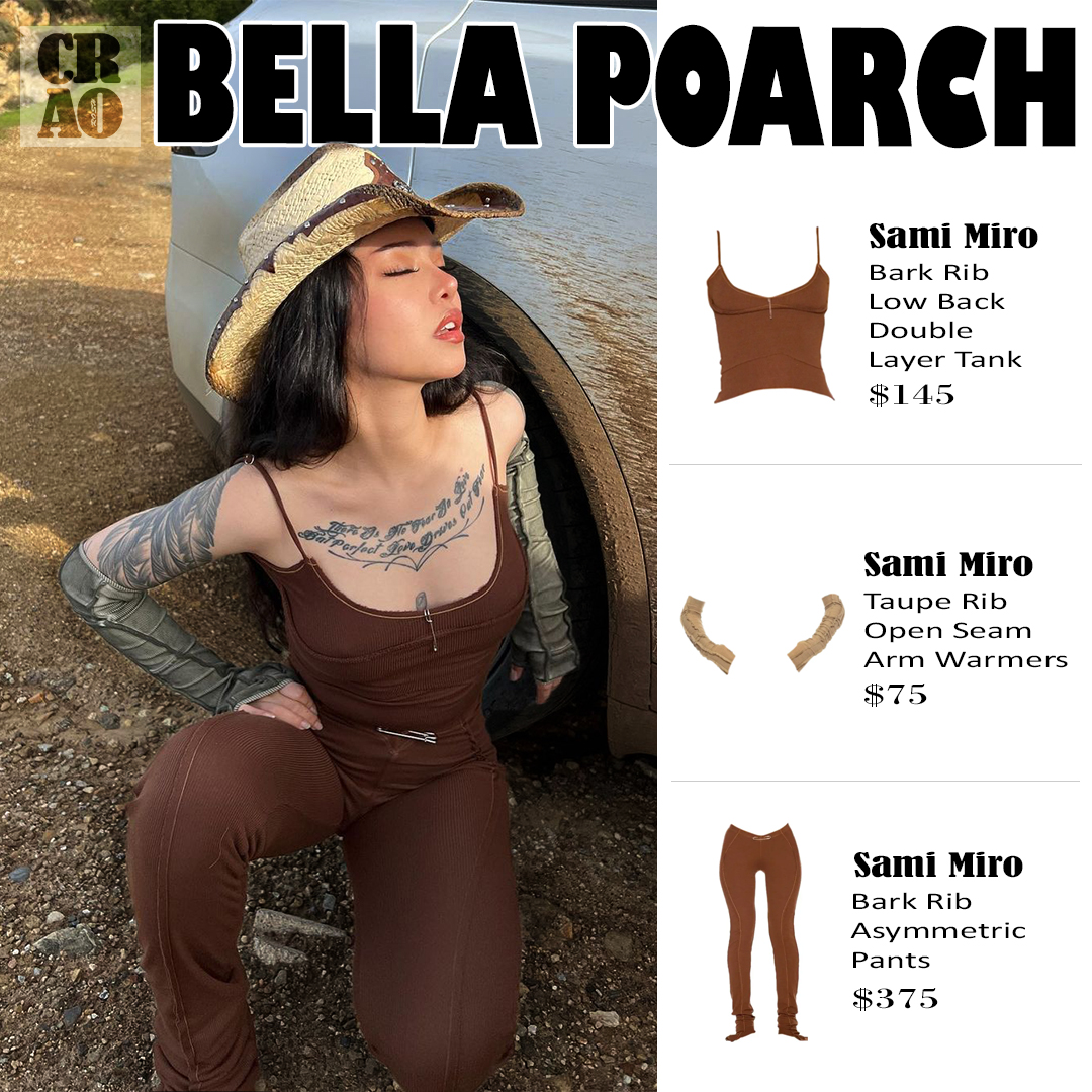OfcaroStyle's tweet photo. Bella Poarch wearing :
.
.
. @samimirovintage Bark Rib Low Back Double Layer Tank ($145)
.
. @samimirovintage Taupe Rib Open Seam Arm Warmers ($75)
.
. @samimirovintage Bark Rib Asymmetric Pants ($375)
.
.
#bellapoarch #samimiro #samimirovintage #warmers #clothes #style #model https://t.co/OOweqoMVro