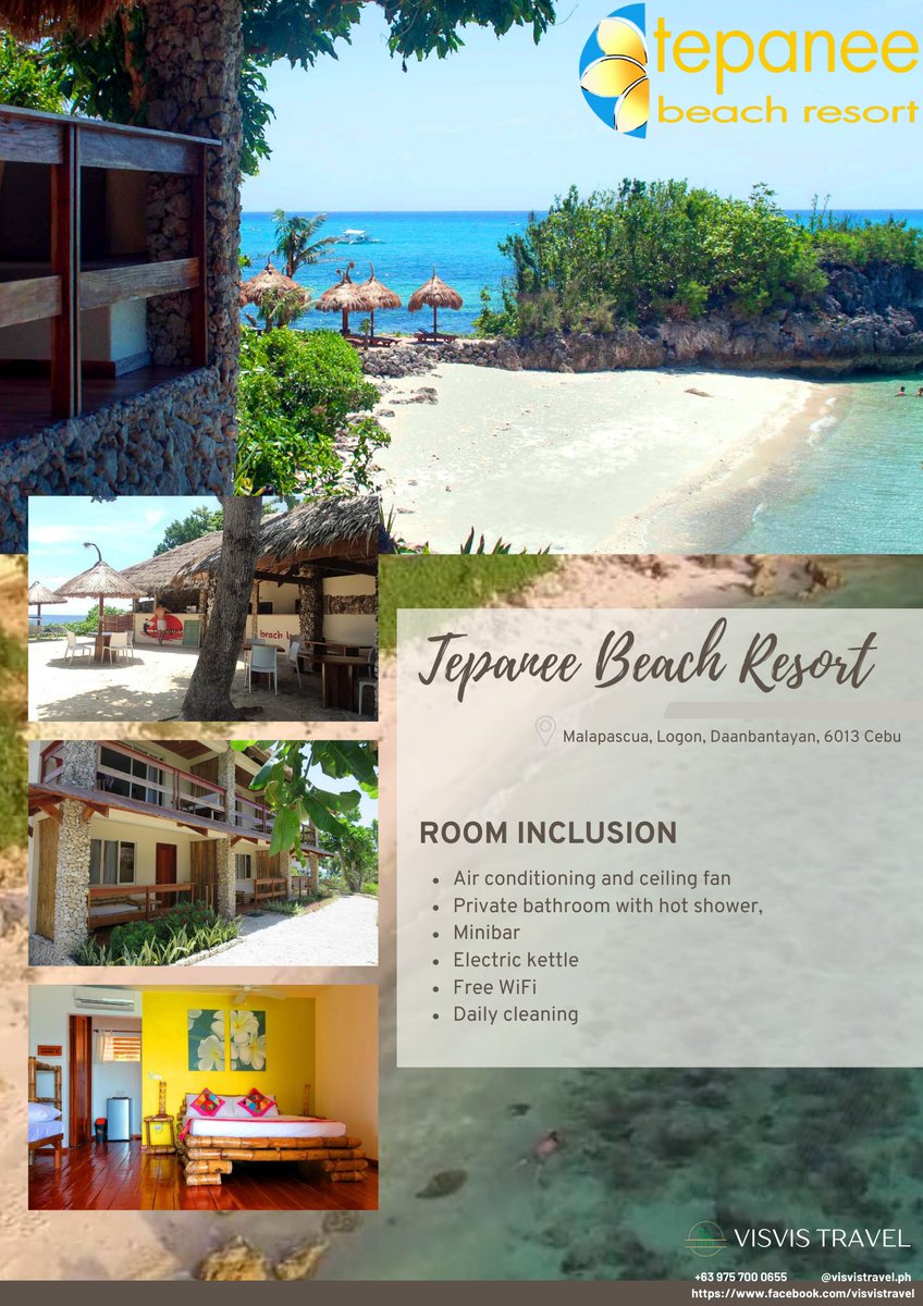 vvtravandtour's tweet photo. Bring your family and friends and experience a wonderful vacation with Tepanee Beach Resort! Book now at Visvis Travel and experience the beauty of Cebu this summer. #Booknow #ExploreCebu #Cebu #SummerDestination #TepaneeBeachResort https://t.co/OZF1Z8SEfJ