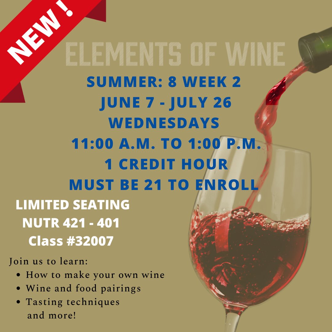 Looking for something to do this summer?  Why not join us for this 8-Week Elements of Wine course.  We will make our own wine, sample the big six , and prepare the proper pairings.  #itsgonnabegreat