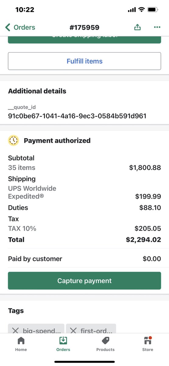 LiveFabulously_'s tweet photo. Here’s an order that went through, I cancelled and the credit card fee was charged for $80+ …. Now times that by 110 orders. It happened in a matter of 3-4 days over Easter weekend. https://t.co/QJ5rrV7apO