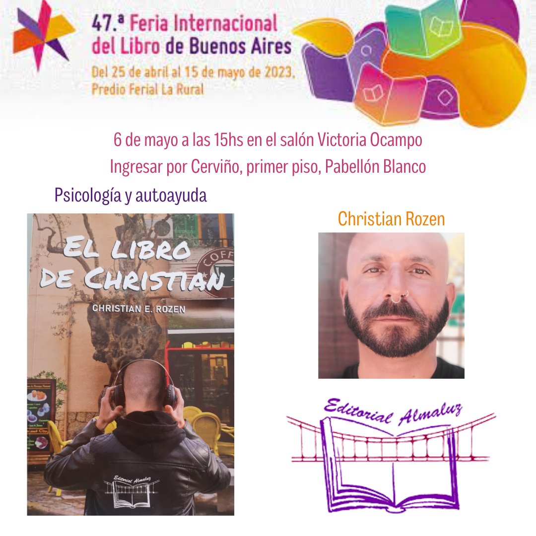 Me complace decir que me voy a presentar en la feria del libro, un gusto ver cómo mi sueño se cumple