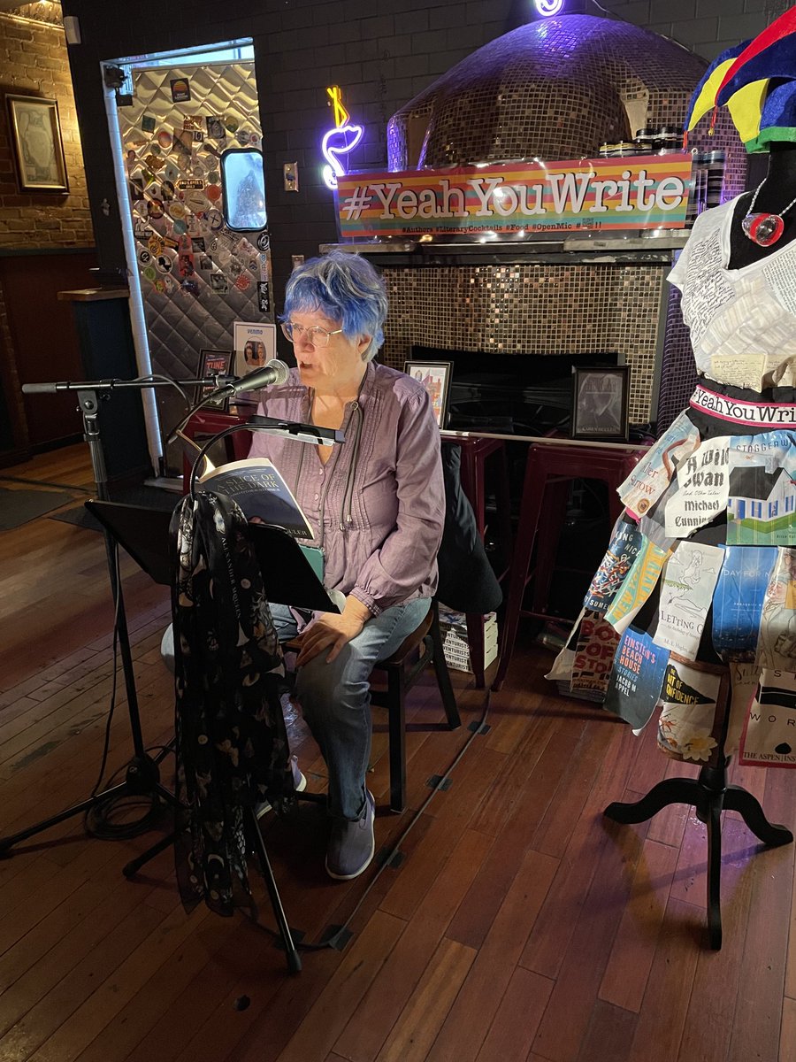 amy_grech's tweet photo. โฆ@KarenHeulerโฉ reading โฆ@SomedayBarNYCโฉ #InpersonAuthorReading #HorrorCommunity https://t.co/rWJznZUnKM
