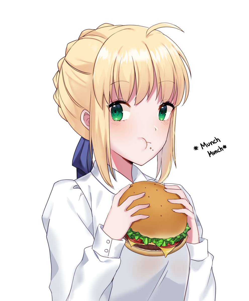 lilshironeko's tweet image. sup my followers
here a Saber eating burger