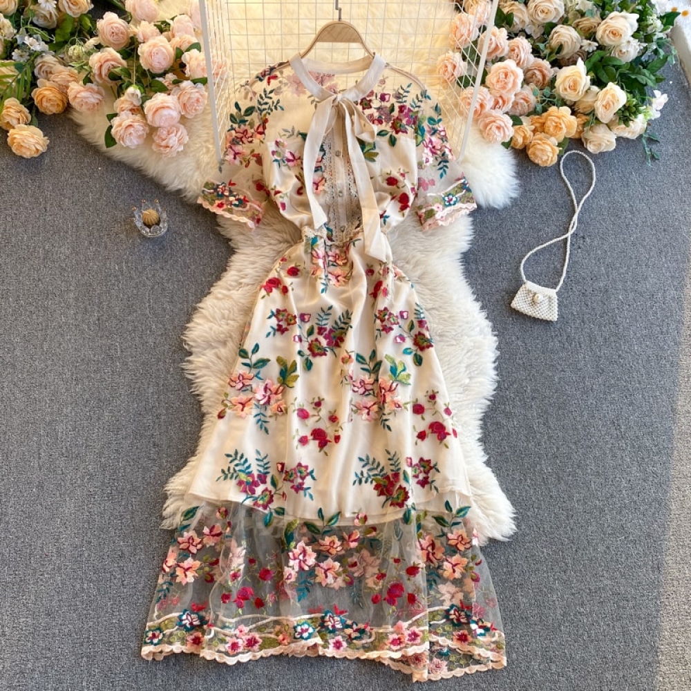 Chic Mesh Embroidery Flower Women Dress #fashionistas #fashiongram #fashionstyle #fashionable #fashionista
