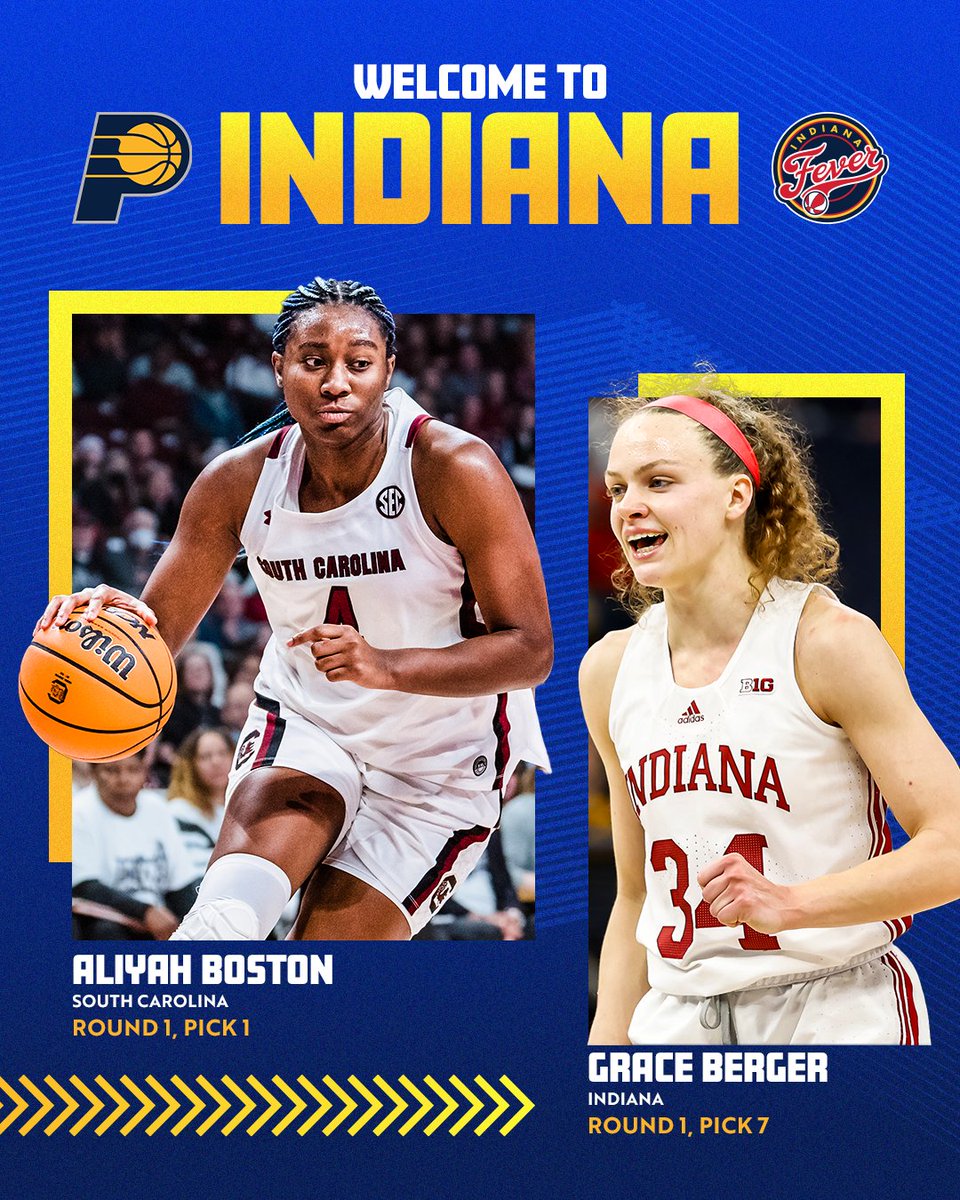 congratulations to Aliyah Boston and Grace Berger on being drafted to the @IndianaFever. we're excited to have you in Indiana!🙌