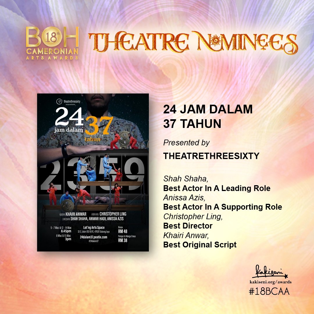 kakiseni's tweet photo. Tahniah kepada semua calon di bawah kategori Teater! Who are your favourites?
 #18bcaa #theatre #setiapadasenimu #art #Artists #performingart 
@thedailyseni @MuzikKita @muzikini @twt_muzik @musicaddicts_my @twt_gig @JuiceMy @ASWARA_official https://t.co/vdoyGyT9A3