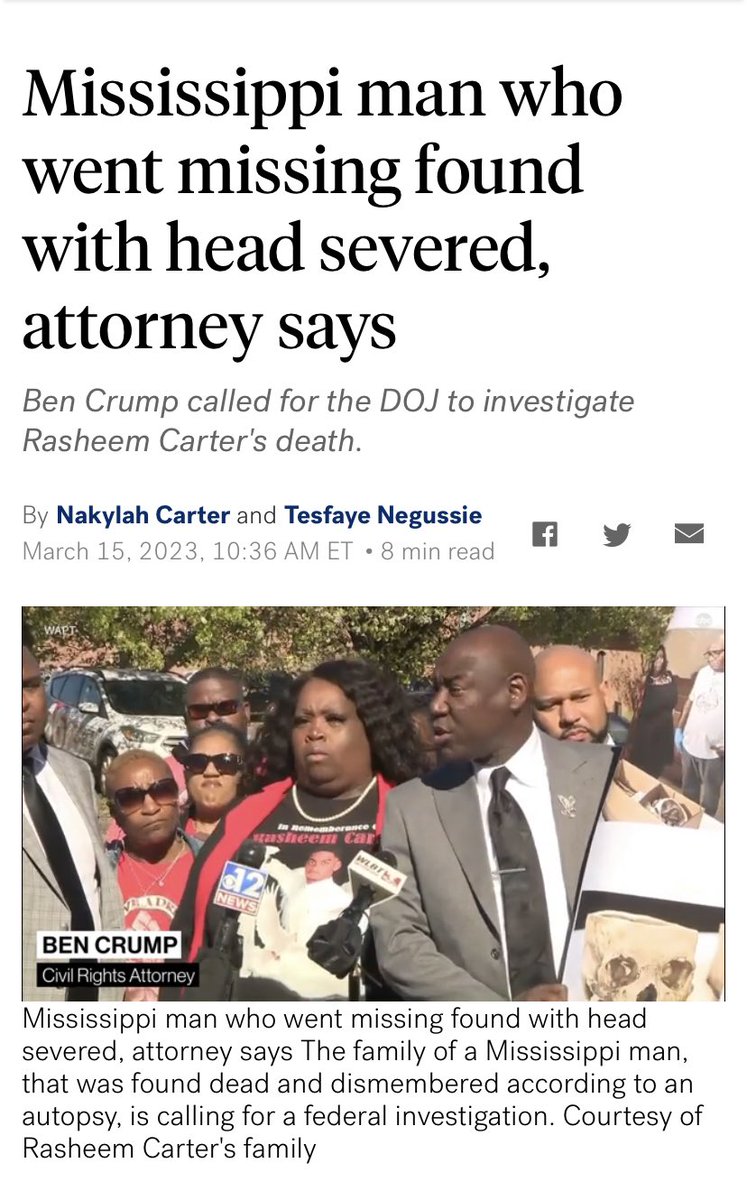 A federal investigation is under way!!#RasheemCarter DESERVES #Justice! #JusticeforRasheemCarter #RASHEEMCARTERMATTERED  #BLACKMENMATTER #BLACKLIVESMATTER #Mississippi 😡😡😡😡😡😡😡
✊🏾✊🏾✊🏾✊🏾✊🏾✊🏾✊🏾✊🏾✊🏾✊🏾✊🏾✊🏾