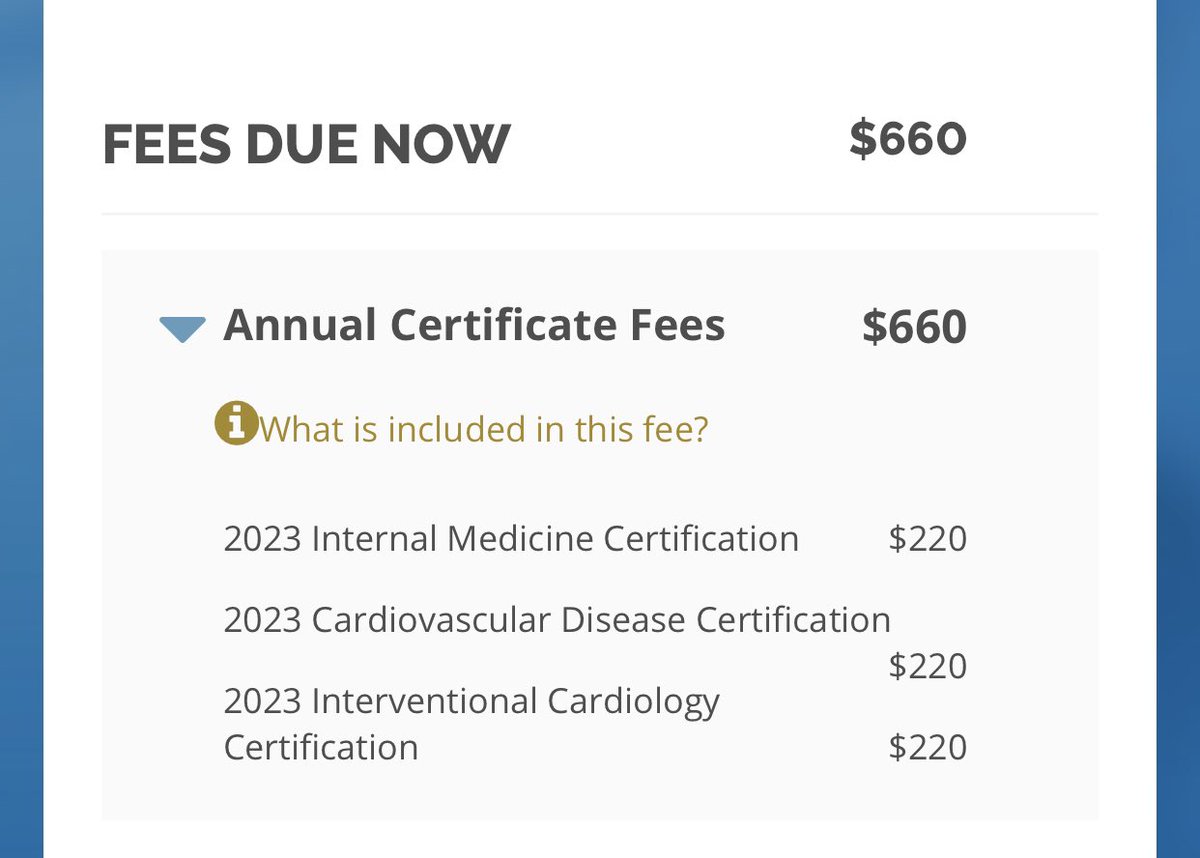 I just re upped. I’m no longer certified in Internal Medicine but there was no way to unbundle the $220 for this certification so I just had to eat that to keep my others active. <a href="/ABIMFoundation/">ABIM Foundation</a> this is theft. I need a refund for that $220.