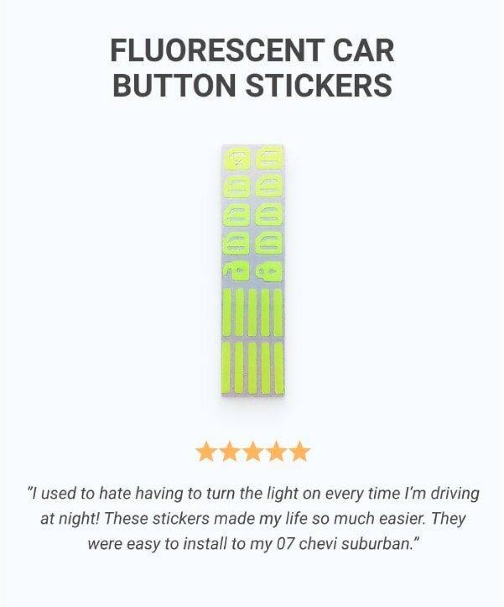 SmartCarTrends's tweet photo. Fluorescent Car Button Stickers https://t.co/TPCBjtnFir #roadtrip #essentials #caraccessories #freeshipping #onlinestore https://t.co/hmEBbuBv6o