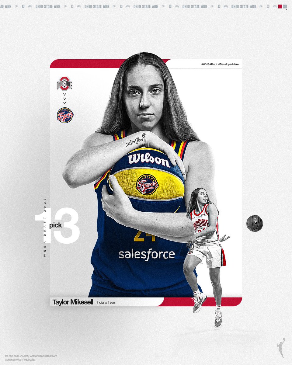 OhioStateWBB's tweet photo. 🤩 T-Mike is headed to Indy!

With the 13th pick in the 2023 #WNBADraft , the @IndianaFever select Taylor Mikesell‼️

#GoBucks https://t.co/E9Maj0WZPU